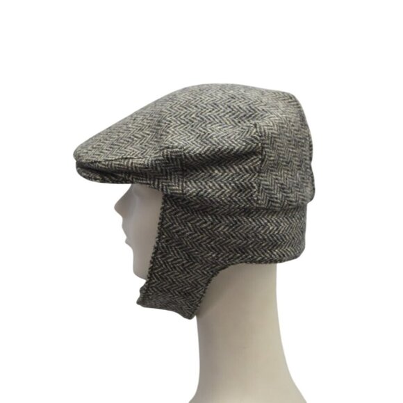 Hanna Hats L L Bean Tweed Donegal Touring Cap With Ear Flaps Mens L Black White - Picture 11 of 12
